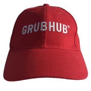 GrubHub Grub Hub Cap Food Delivery Foodie Employee Uniform Hat Red One Size Fit